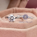 Round Cut Moissanite Solitaire Classic Wedding Bridal Ring Set