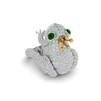 Round Cut CZ Stone Green Eye Queen Frog Cocktail Ring For Any Occasion