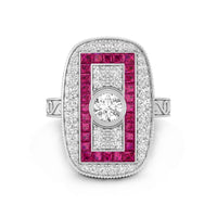 Bezel Set Round Cut Or Pink Baguette Cut CZ Stone Double Halo Art Deco Dinner Ring