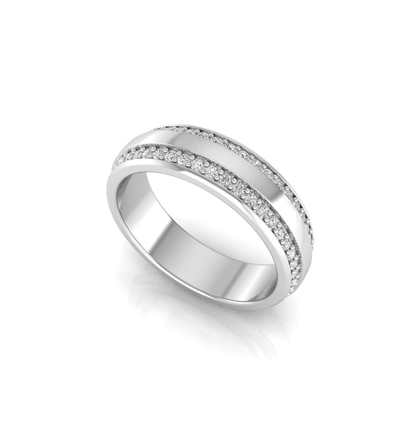 Round Moissanite Full Eternity Wedding Band For Men-Women