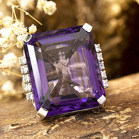 Purple Emerald Cut Or Round CZ Stone Cocktail Wedding Ring For Ladies