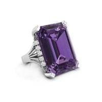 Purple Emerald Cut Cocktail Wedding Ring For Womens