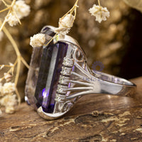 Purple Emerald Cut Or Round CZ Stone Cocktail Wedding Ring For Ladies