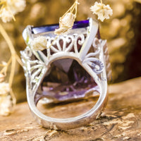 Purple Emerald Cut Or Round CZ Stone Cocktail Wedding Ring For Ladies