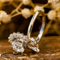 Cushion-Cut Moissanite Cathedral Engagement Ring