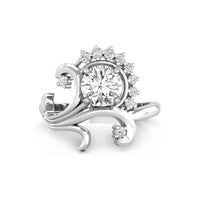 Old European Cut CZ Half Flower Motif Vintage Edwardian Engagement Ring | 925 Sterling Silver | US 6