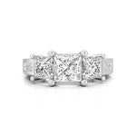 Three Princess Cut CZ Stone Channel Setting Wedding Anniversary Gift Ring For Women