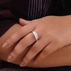 Three Princess Cut CZ Stone Channel Setting Wedding Anniversary Gift Ring For Women - alternate view