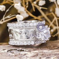 Vintage Style Moissanite Engagement Band