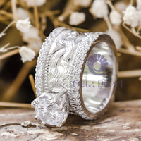 Vintage Style Moissanite Engagement Band