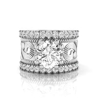 Vintage Style Moissanite Engagement Band