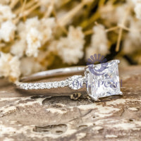 Three Stone Moissanite Ring Princess Cut