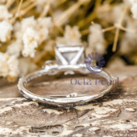 Three Stone Moissanite Ring Princess Cut