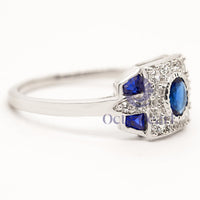 Antique Blue Sapphire Edwardian Ring CZ stone