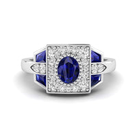 Antique Blue Sapphire Edwardian Ring CZ stone