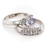 Round Cut Moissanite Wedding Bridal Ring Set