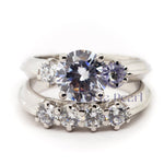 Round Cut Moissanite Wedding Bridal Ring Set