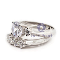 Round Cut Moissanite Wedding Bridal Ring Set