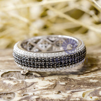 Black & White Round Cut CZ Stone Eternity Band