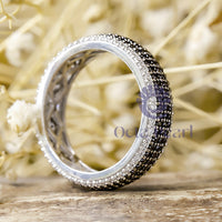 Black & White Round Cut CZ Stone Eternity Band