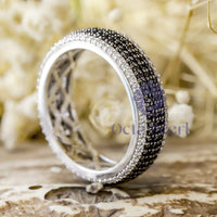 Black & White Round Cut CZ Stone Eternity Band