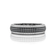 Black & White CZ Pave Band Ring in Silver - alternate view