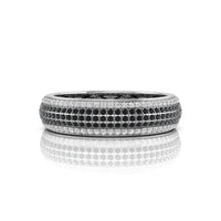 Stack of diamond rings on a white background