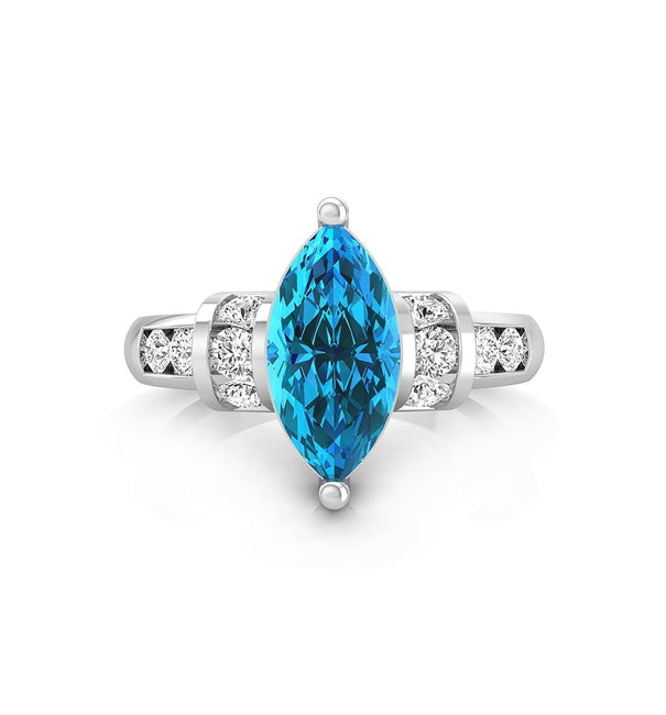 Aqua Marquise Cut CZ Stone Channel Setting Wedding Anniversary Gift Ring