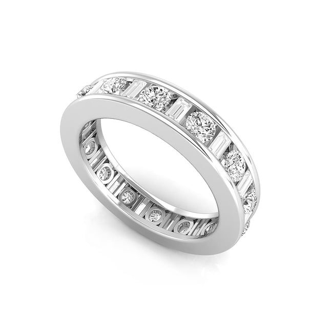 Round Or Baguette Cut CZ Stone Eternity Engagement Wedding Band