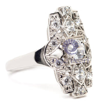 Round Cut Moissanite Vintage-Style Navette Ring