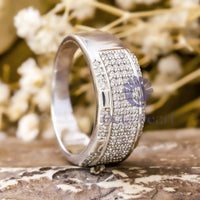 Pave Setting Round Cut Moissanite Wedding Ring For Men