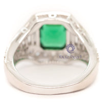 Green Asscher With Baguette CZ Stone Channel Setting Victorian Ring