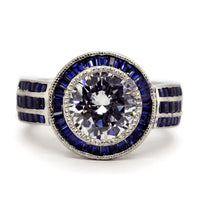 Round Cut Halo Sapphire Target Ring CZ