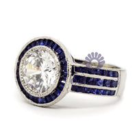 Round Cut Halo Sapphire Target Ring CZ