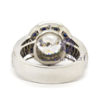 Round Cut Halo Sapphire Target Ring CZ