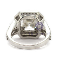 Double Halo-Split Shank Ring Asscher Cut Moissanite