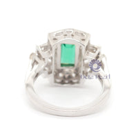 Baguette Cut Green Stone Geometric Style Art Deco Retro Vintage Engagement Ring