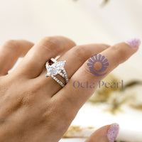 Marquise-Cut Solitaire Ring With CZ Accent