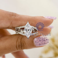 Marquise-Cut Solitaire Ring With CZ Accent