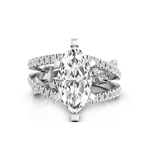 Marquise-Cut Solitaire Ring With CZ Accent