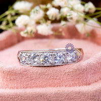 Round Moissanite Five Stone Edwardian Ring