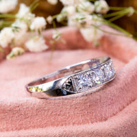 Round Moissanite Five Stone Edwardian Ring