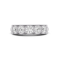 Round Moissanite Five Stone Edwardian Ring