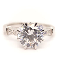 Round Cut Moissanite Claw Setting Seven Stone Engagement Ring For Women