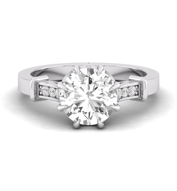 Round Cut Moissanite Claw Setting Seven Stone Engagement Ring For Women