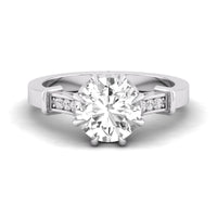 Round Cut Moissanite Claw Setting Seven Stone Engagement Ring For Women