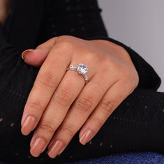 Round Cut Moissanite Claw Setting Seven Stone Engagement Ring For Women - alternate view