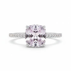 Pink Cushion Cut CZ Stone Double Hidden Halo Wedding Engagement Women's Ring