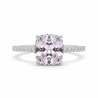 Pink Cushion Cut CZ Stone Double Hidden Halo Wedding Engagement Women's Ring