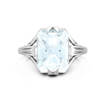 Aqua Radiant Cut CZ Stone Antique Filigree Edwardian Style Solitaire Engagement Ring